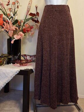 NWT Burgundy Wine-red Maxi Skirt Stretch Long Knitted Fall Winter Skirts Size 10